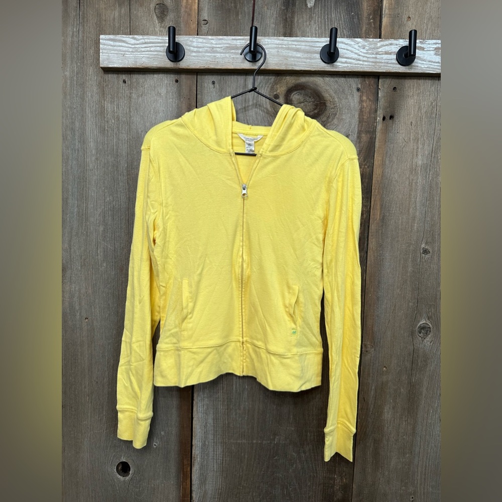 Y2K American Eagle Lightweight Full Zip Hooded Sweatshirt in Yellow Size Medium